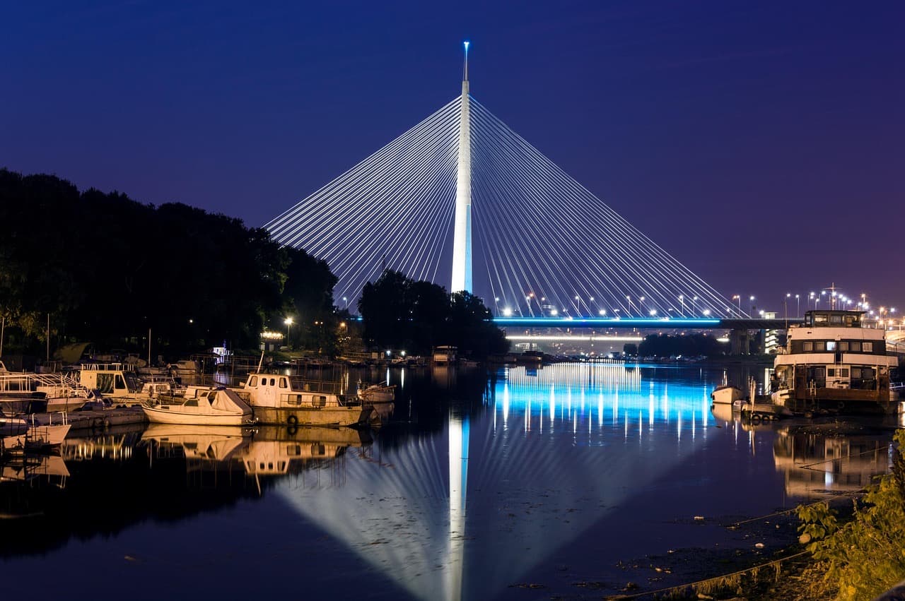 The Ada Bridge over the Sava in Belgrade