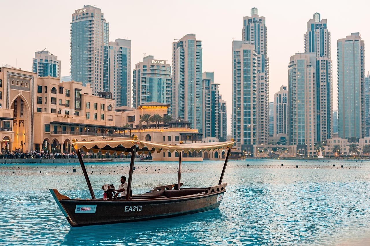 The Downtown Dubai skyline across the water