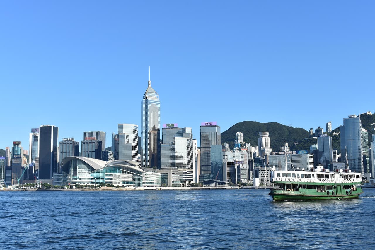 A Star Ferry crossing Victoria Harbour, Hong Kong
